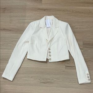 Lovers + Friends White Cropped Blazer